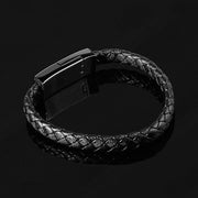 Elegant black charging bracelet with integrated USB-A and USB-C connectors